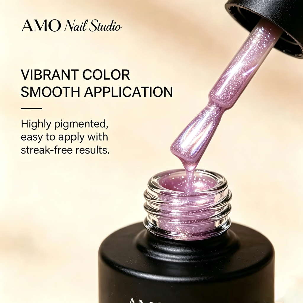 AMO Cat Eye Magnetic UV Gel Polish | Purple Color Shimmer Glossy Nail Art Gel for Salon & Home Use