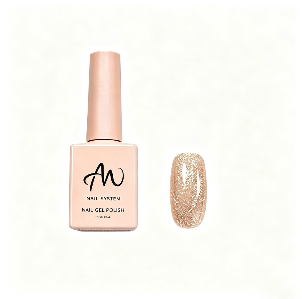 AMO NAIL STUDIO Crushed Diamond Glitter Gel Nail Polish- Champagne