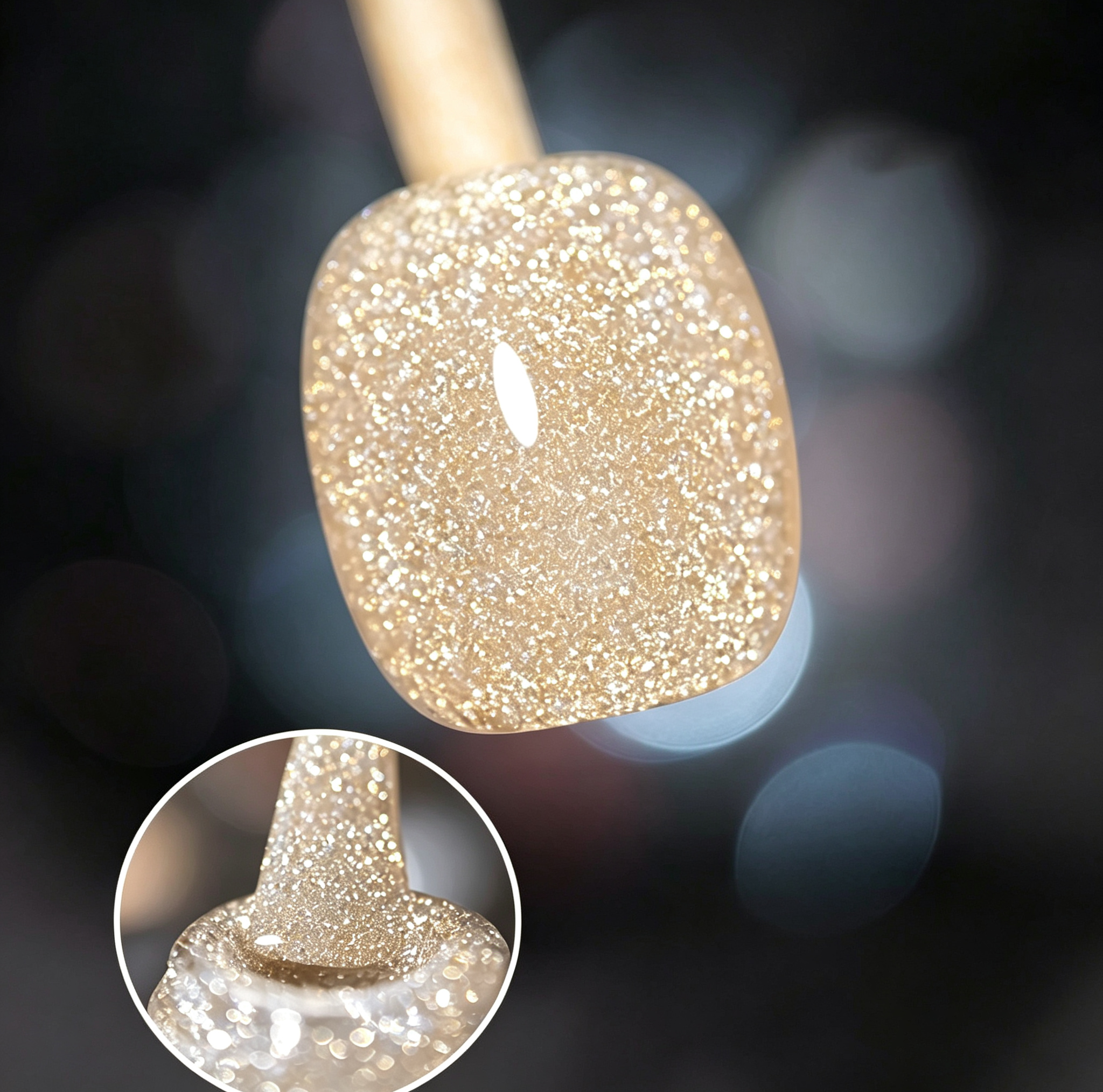 AMO NAIL STUDIO Crushed Diamond Glitter Gel Nail Polish- Champagne
