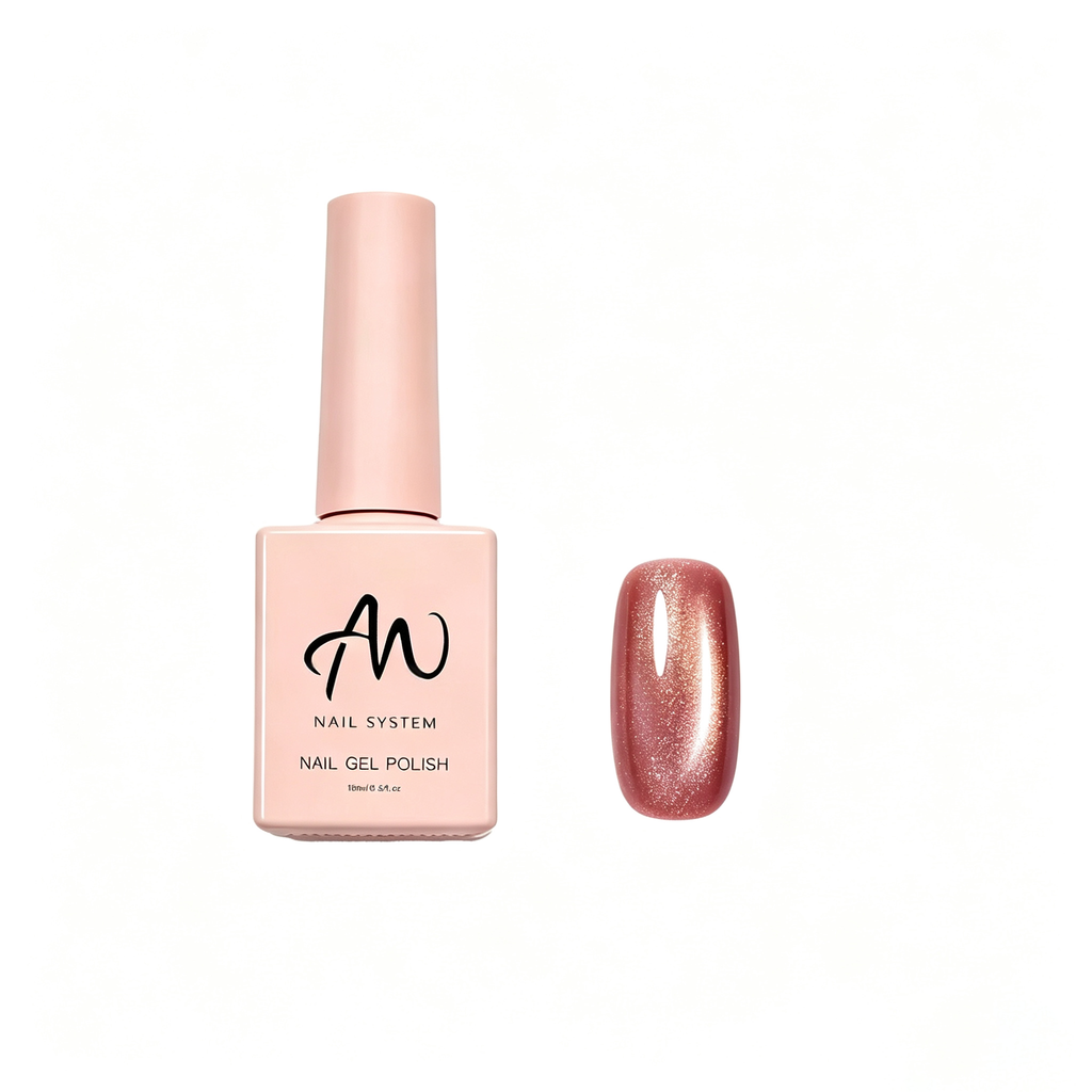 AMO Cat Eye Magnetic UV Gel Polish | Rose Brown Color Shimmer Glossy Nail Art Gel for Salon & Home Use