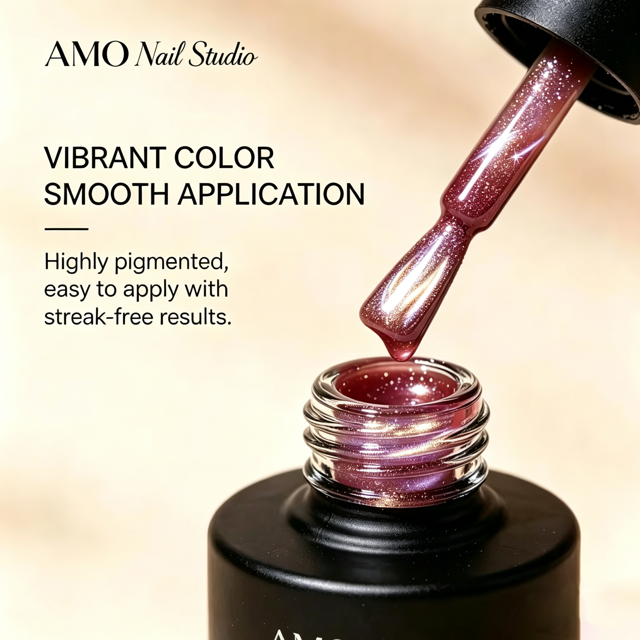 AMO Cat Eye Magnetic UV Gel Polish | Rose Brown Color Shimmer Glossy Nail Art Gel for Salon & Home Use