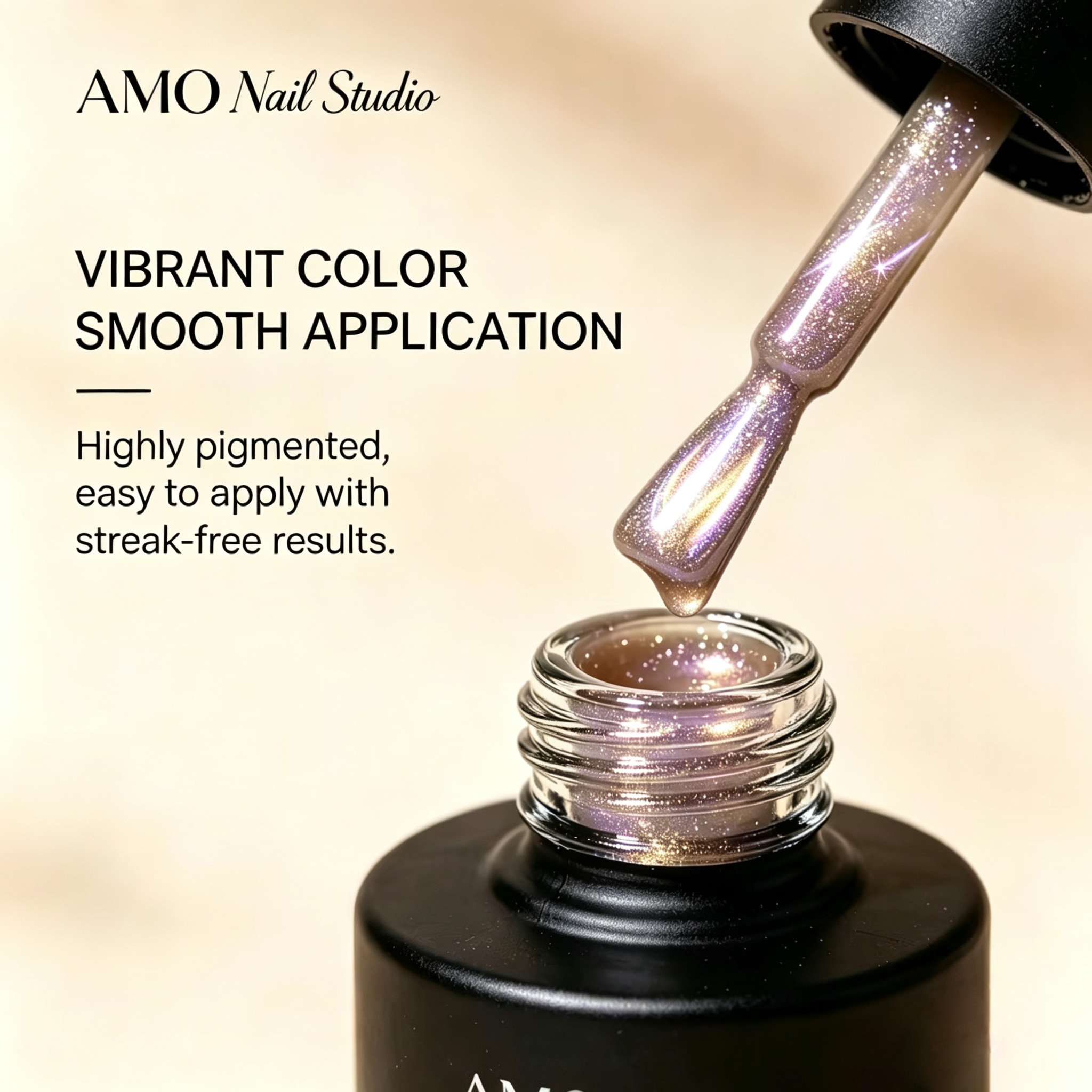 AMO Cat Eye Magnetic UV Gel Polish | Pinkish-purple Color Shimmer Glossy Nail Art Gel for Salon & Home Use