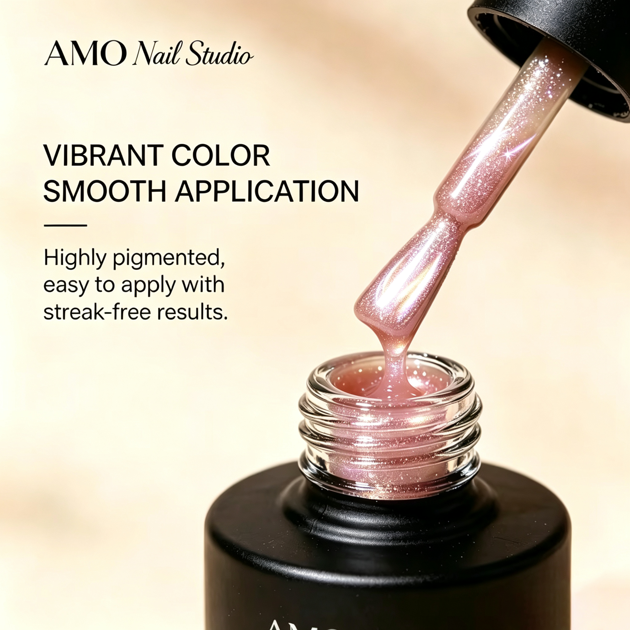 AMO Cat Eye Magnetic UV Gel Polish | Rose Pink Color Shimmer Glossy Nail Art Gel for Salon & Home Use