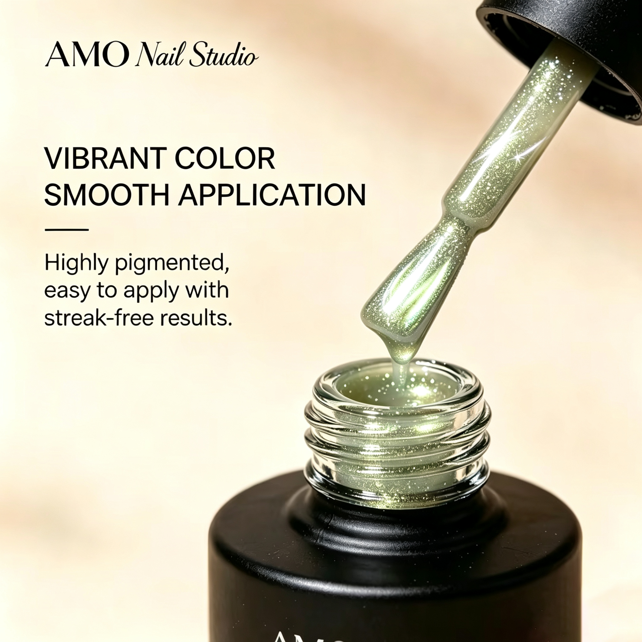 AMO Cat Eye Magnetic UV Gel Polish | Grey-green Color Shimmer Glossy Nail Art Gel for Salon & Home Use