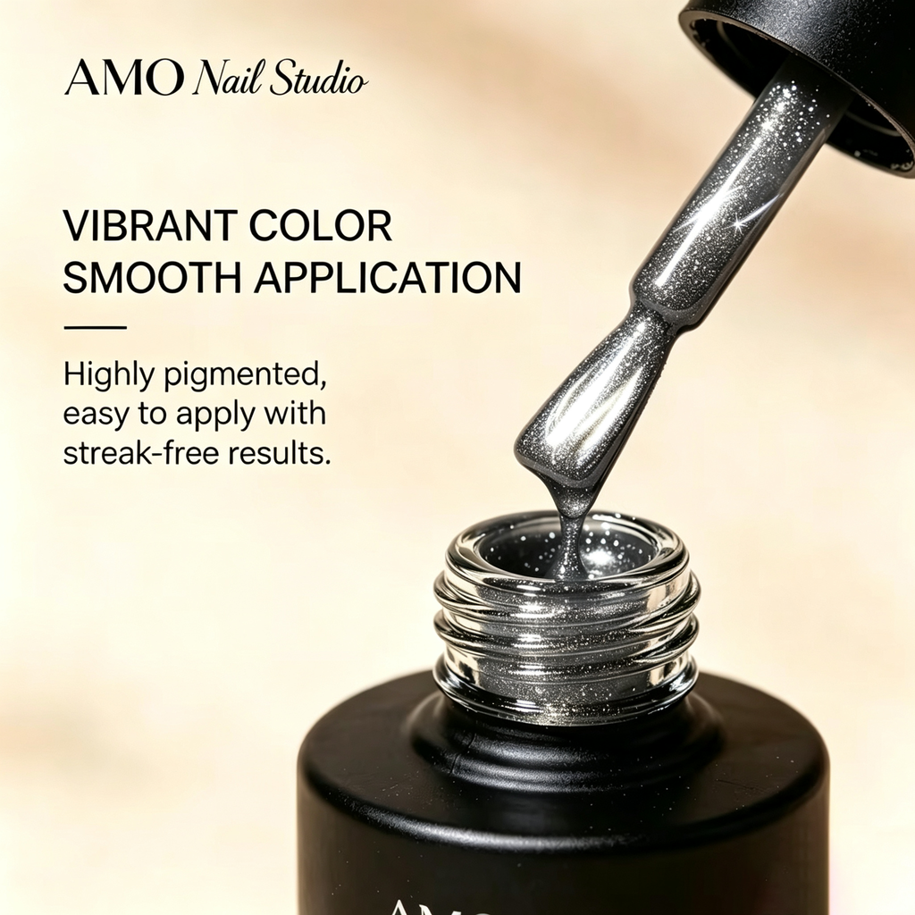 AMO Cat Eye Magnetic UV Gel Polish |Grey Color Shimmer Glossy Nail Art Gel for Salon & Home Use