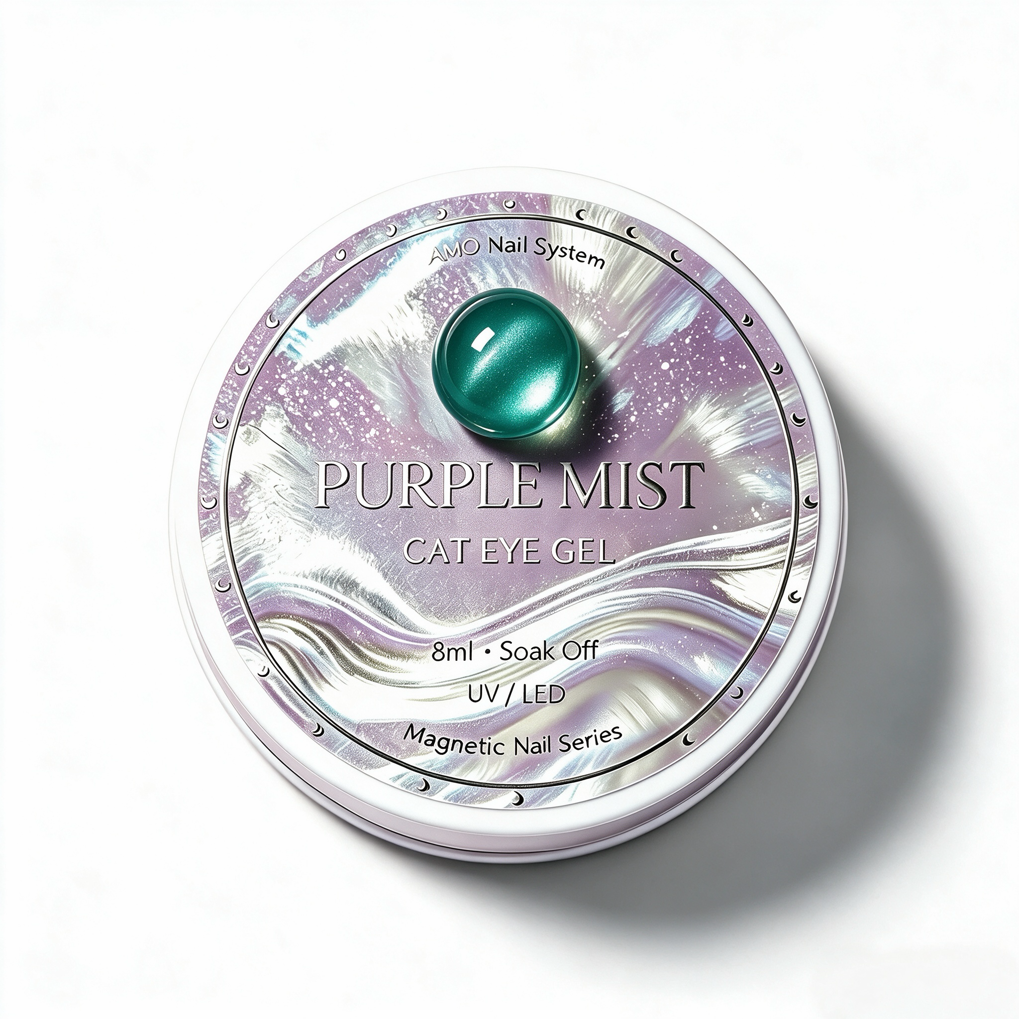 AMO Cat Eye Magnetic UV Gel Polish | Emerald Green Glass Bead Shimmer Canned Nail Gel for Salon & Home DIY
