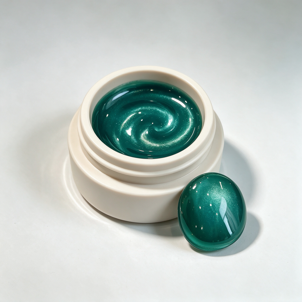 AMO Cat Eye Magnetic UV Gel Polish | Emerald Green Glass Bead Shimmer Canned Nail Gel for Salon & Home DIY