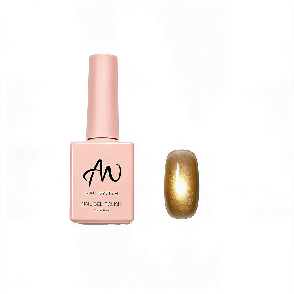 AMO Cat Eye Magnetic UV Gel Polish | Gold Color Shimmer Glossy Nail Art Gel for Salon & Home Use