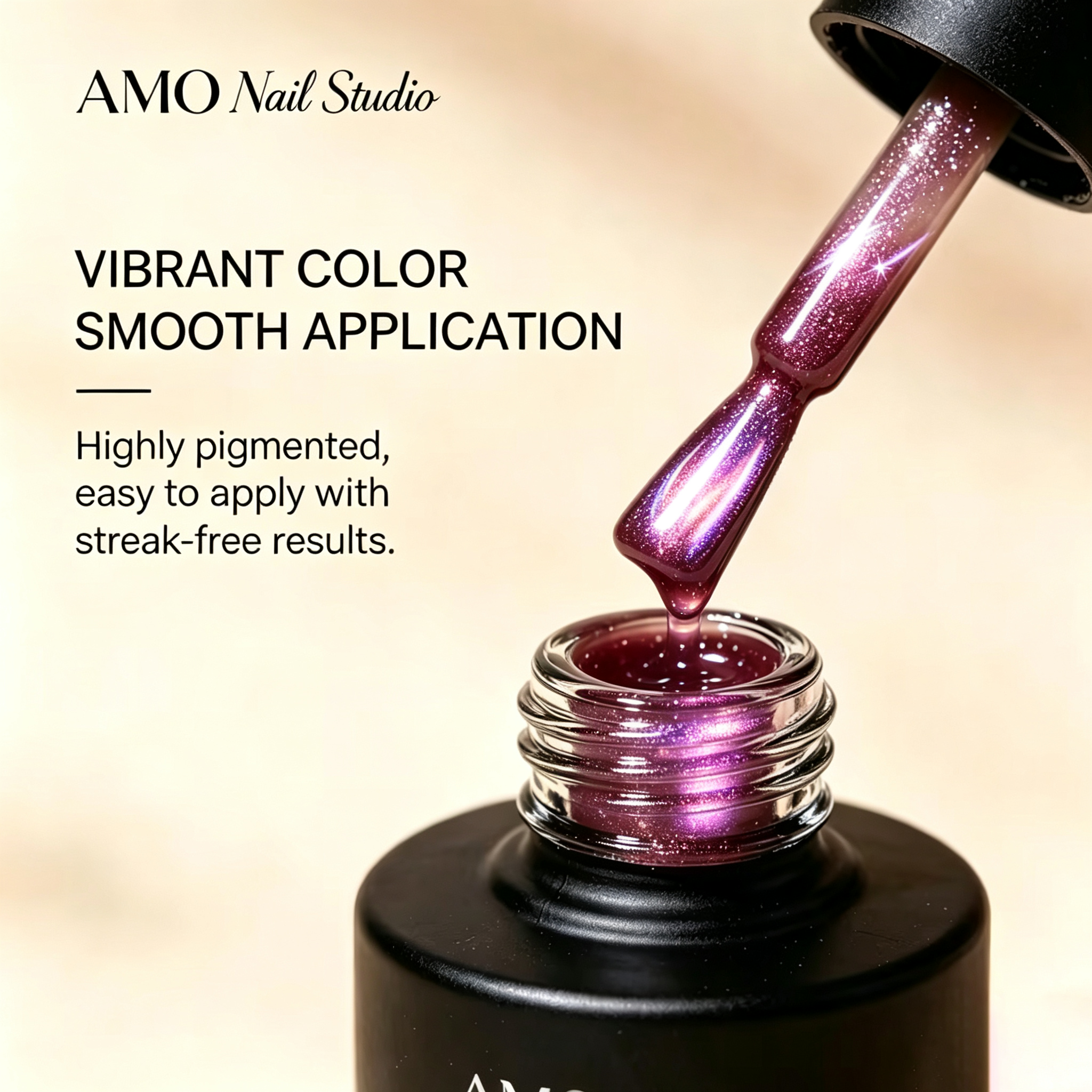 AMO Cat Eye Magnetic UV Gel Polish |Rose Pink Shimmer Glossy Nail Art Gel for Salon & Home Use