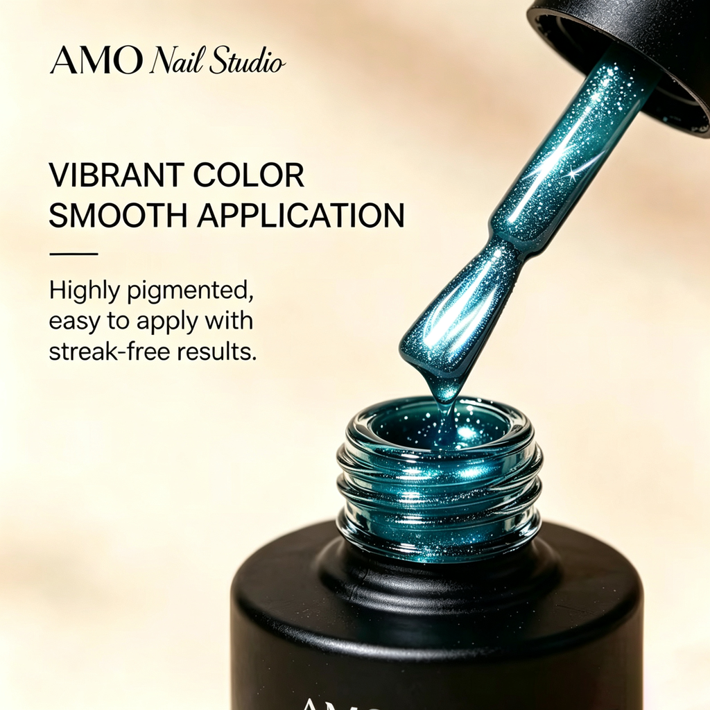 AMO Cat Eye Magnetic UV Gel Polish |Blue Shimmer Glossy Nail Art Gel for Salon & Home Use