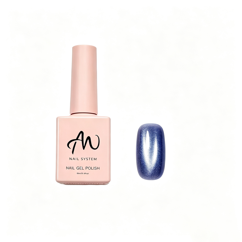 AMO Cat Eye Magnetic UV Gel Polish |Deep Blue Silver Color Shimmer Glossy Nail Art Gel for Salon & Home Use