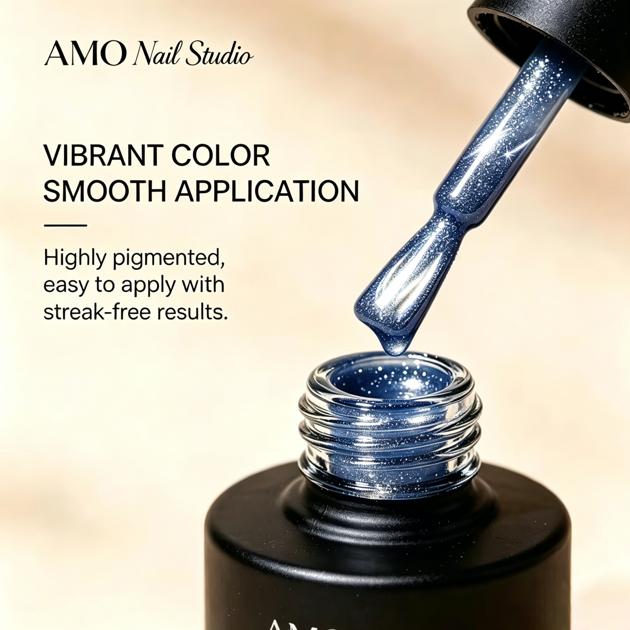 AMO Cat Eye Magnetic UV Gel Polish |Deep Blue Silver Color Shimmer Glossy Nail Art Gel for Salon & Home Use