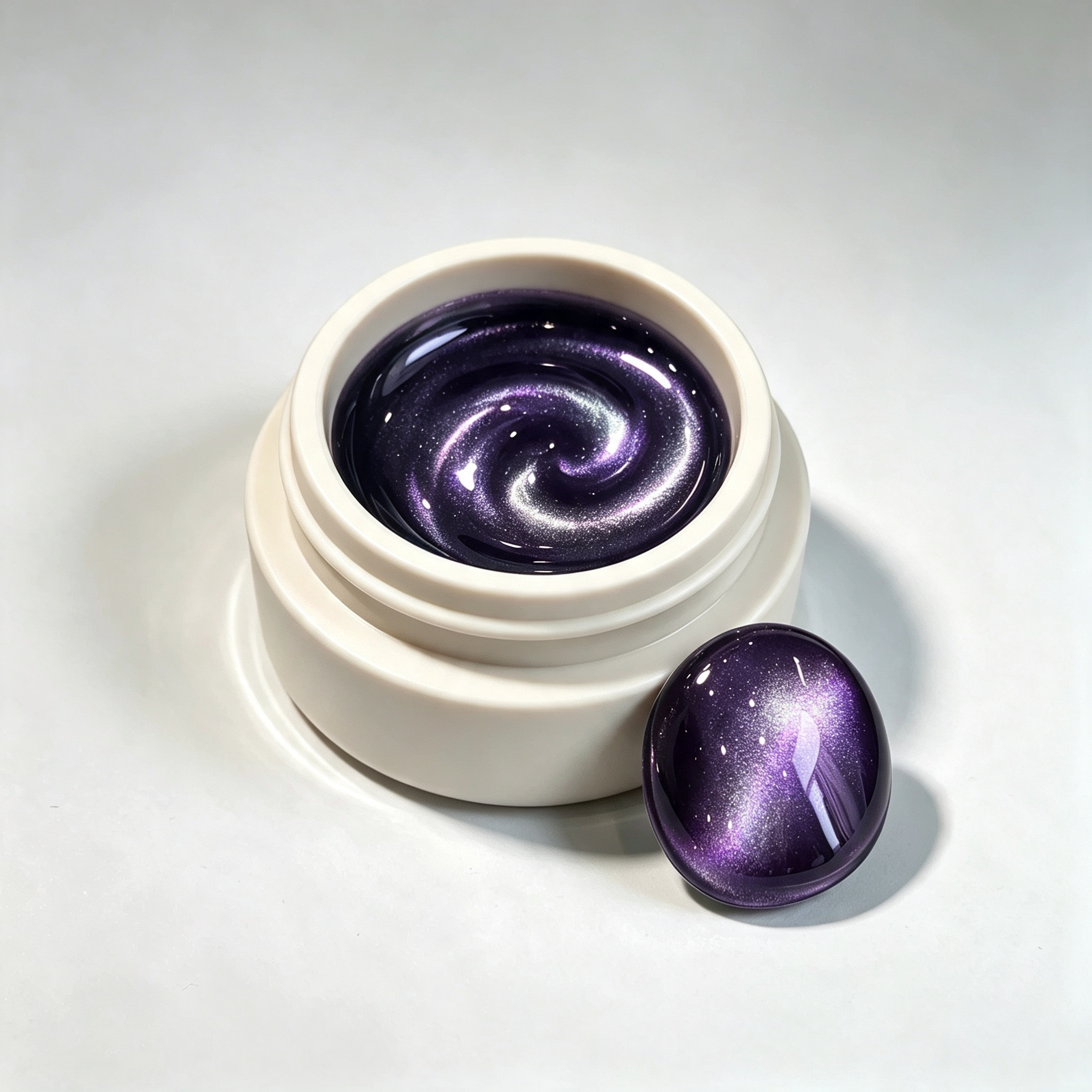 AMO Dark Moon Magnetic Cat Eye UV Gel Polish | Deep Grape Purple #007 Glass Bead Shimmer Canned Nail Gel for Salon & DIY