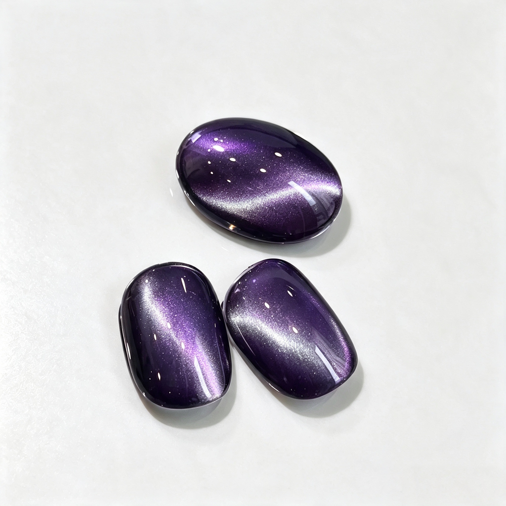 AMO Dark Moon Magnetic Cat Eye UV Gel Polish | Deep Grape Purple #007 Glass Bead Shimmer Canned Nail Gel for Salon & DIY