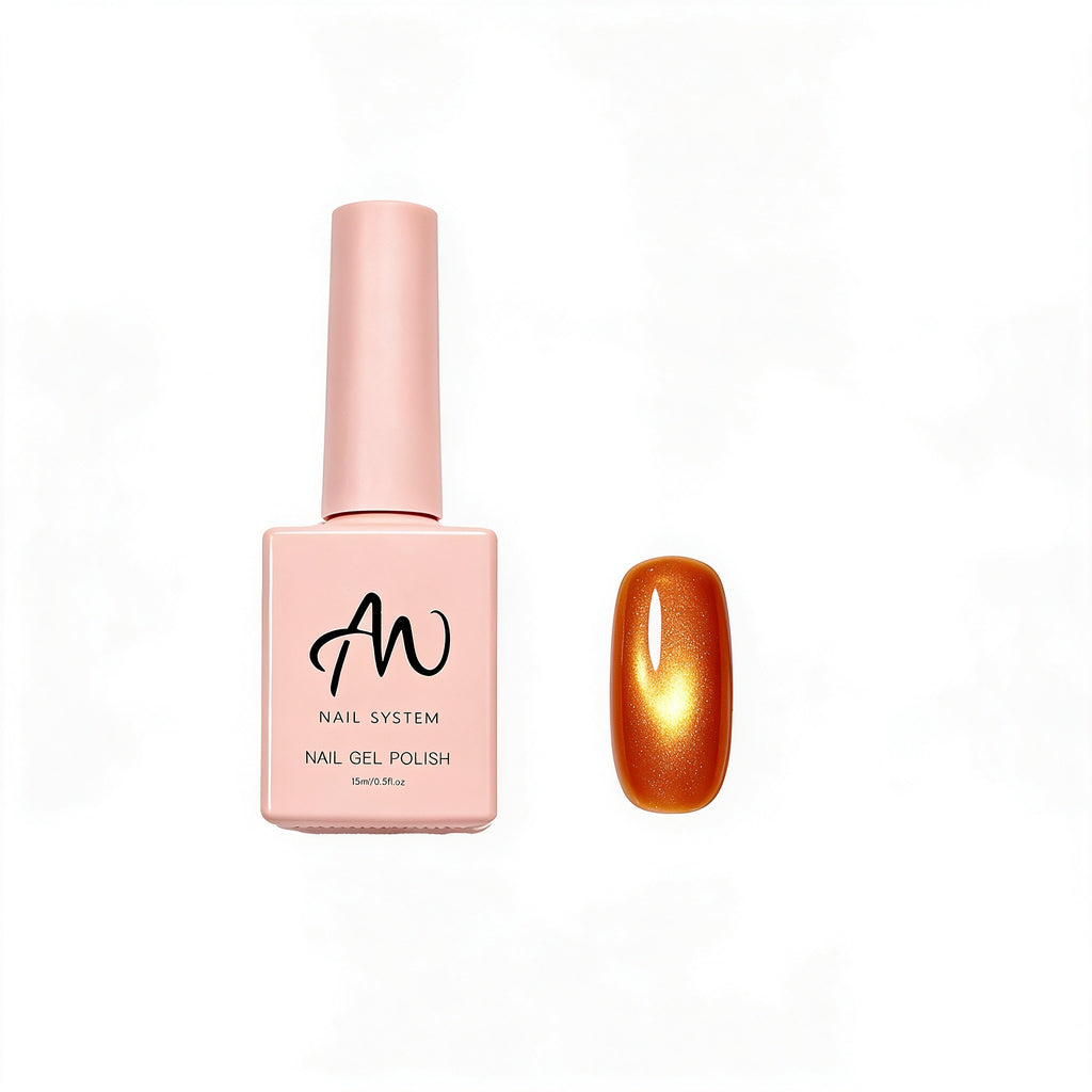 AMO Cat Eye Magnetic UV Gel Polish | Orange Color Shimmer Glossy Nail Art Gel for Salon & Home Use