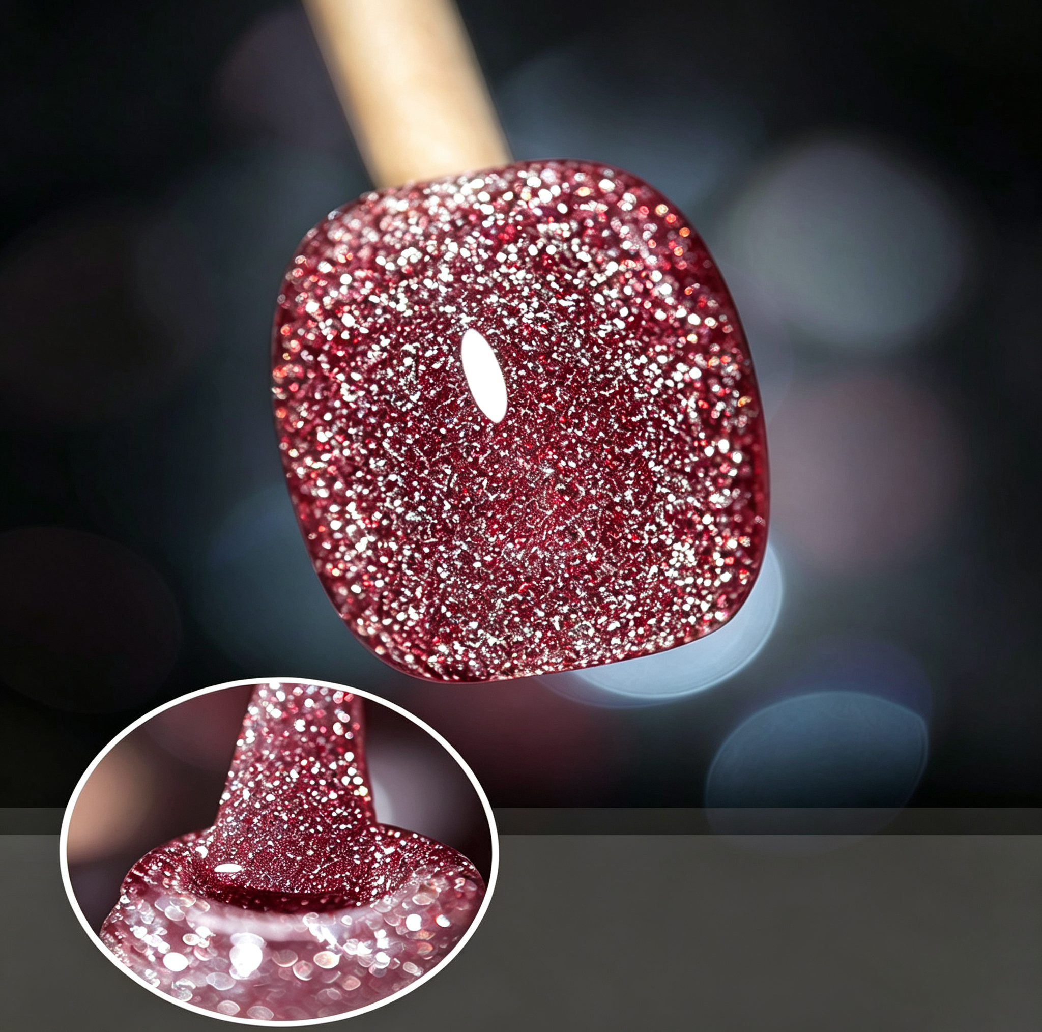 AMO NAIL STUDIO Crushed Diamond Glitter Gel Nail Polish- Red Color
