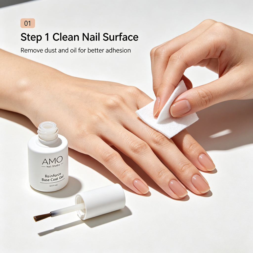 AMO Nail Base Coat Gel | Strong Adhesion Soak Off UV LED Nail Primer for Salon & DIY Manicure 15ml