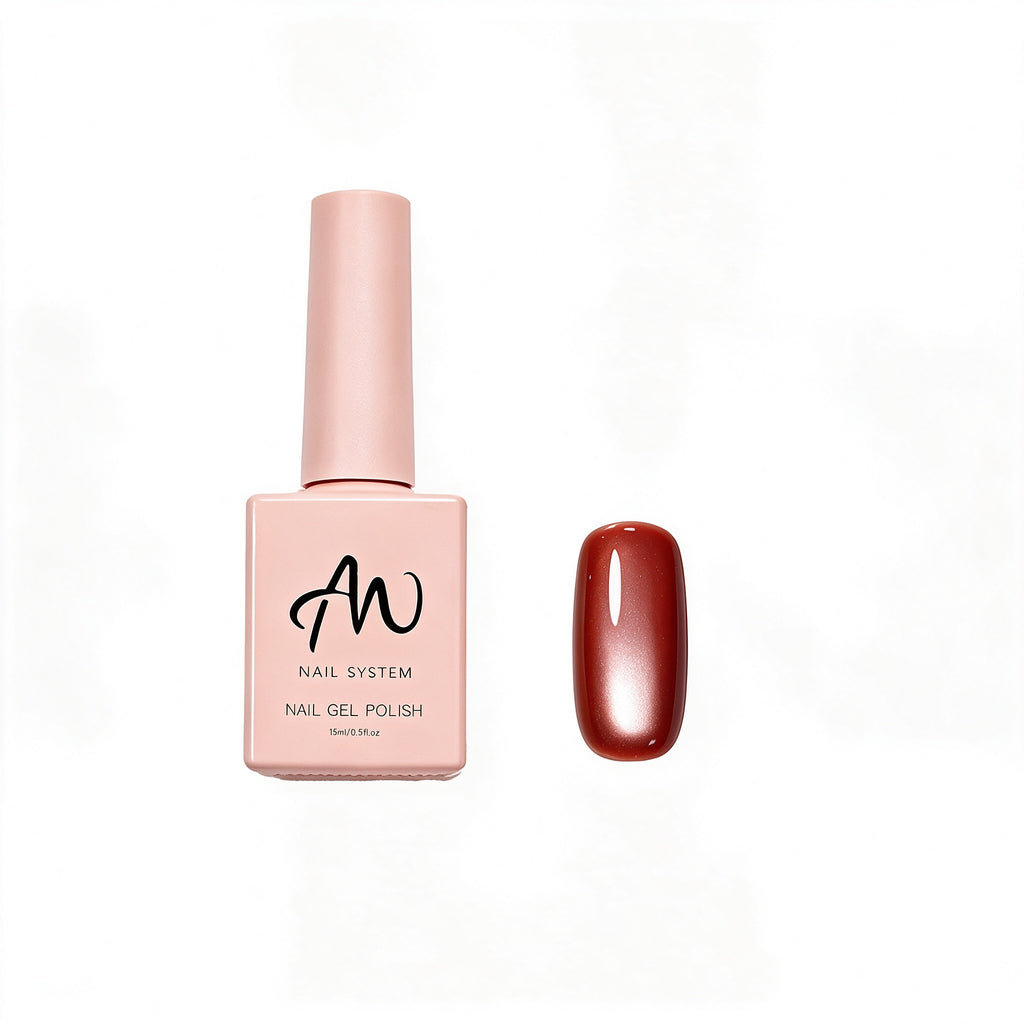AMO Cat Eye Magnetic UV Gel Polish | Cherry Red Color Shimmer Glossy Nail Art Gel for Salon & Home Use