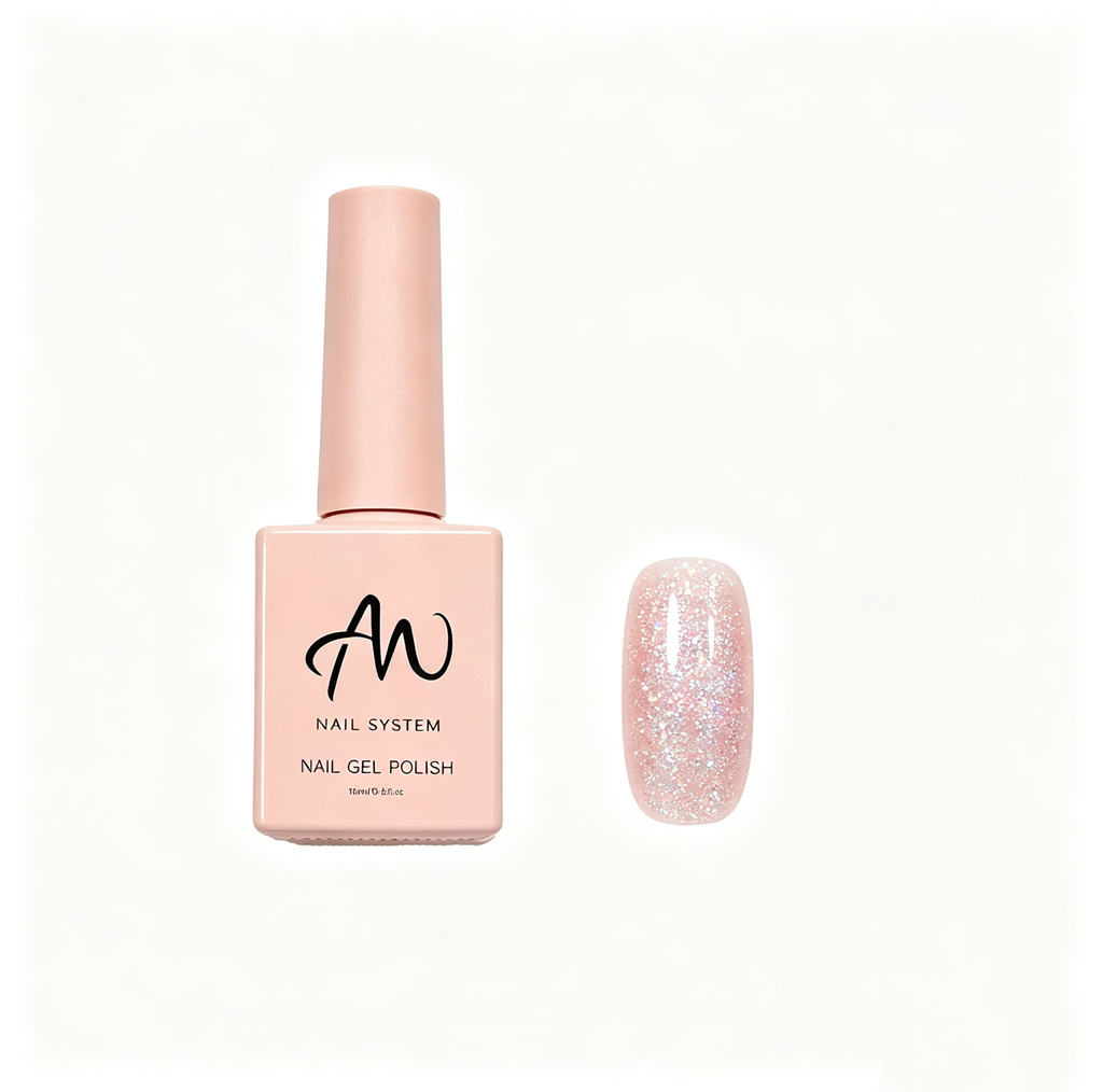 AMO NAIL STUDIO Crushed Diamond Glitter Gel Nail Polish- Pink Color