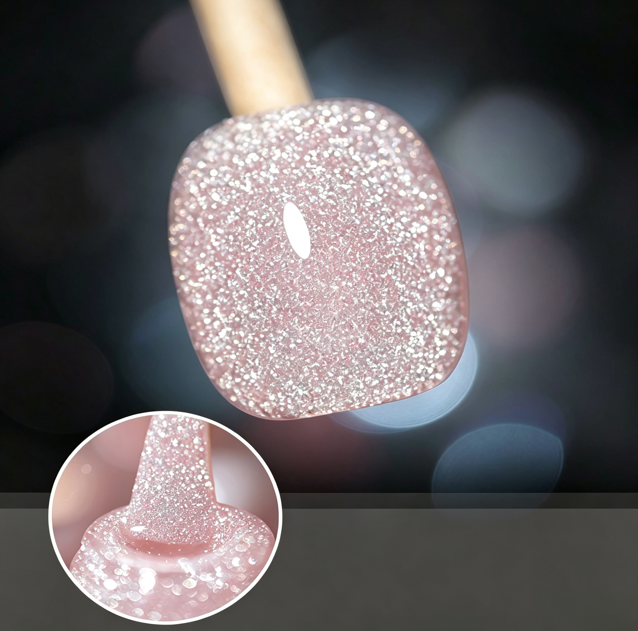 AMO NAIL STUDIO Crushed Diamond Glitter Gel Nail Polish- Pink Color