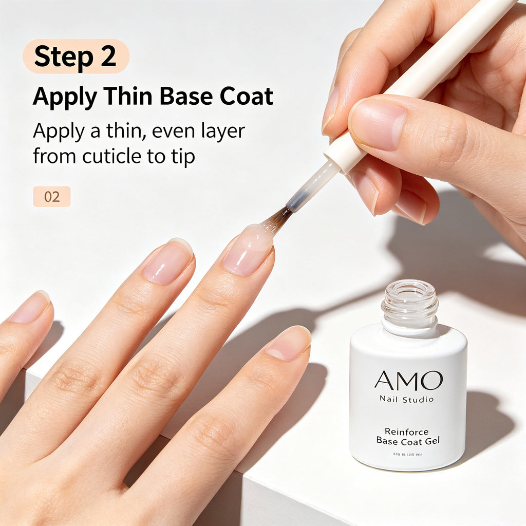 AMO Nail Base Coat Gel | Strong Adhesion Soak Off UV LED Nail Primer for Salon & DIY Manicure 15ml