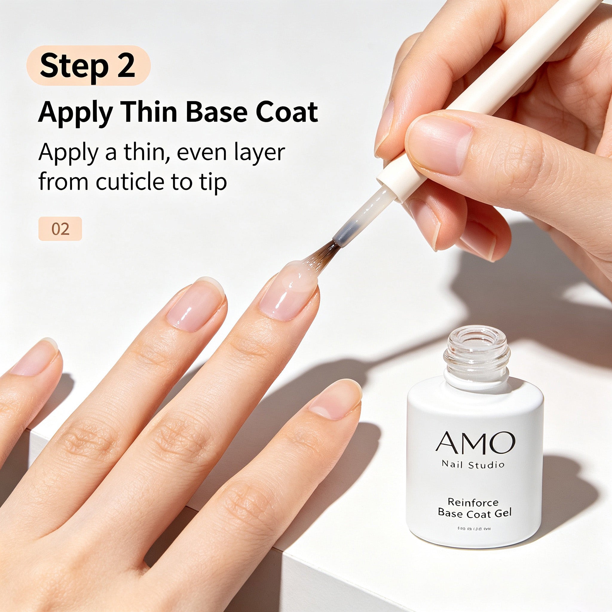 AMO Nail Base Coat Gel | Strong Adhesion Soak Off UV LED Nail Primer for Salon & DIY Manicure 15ml