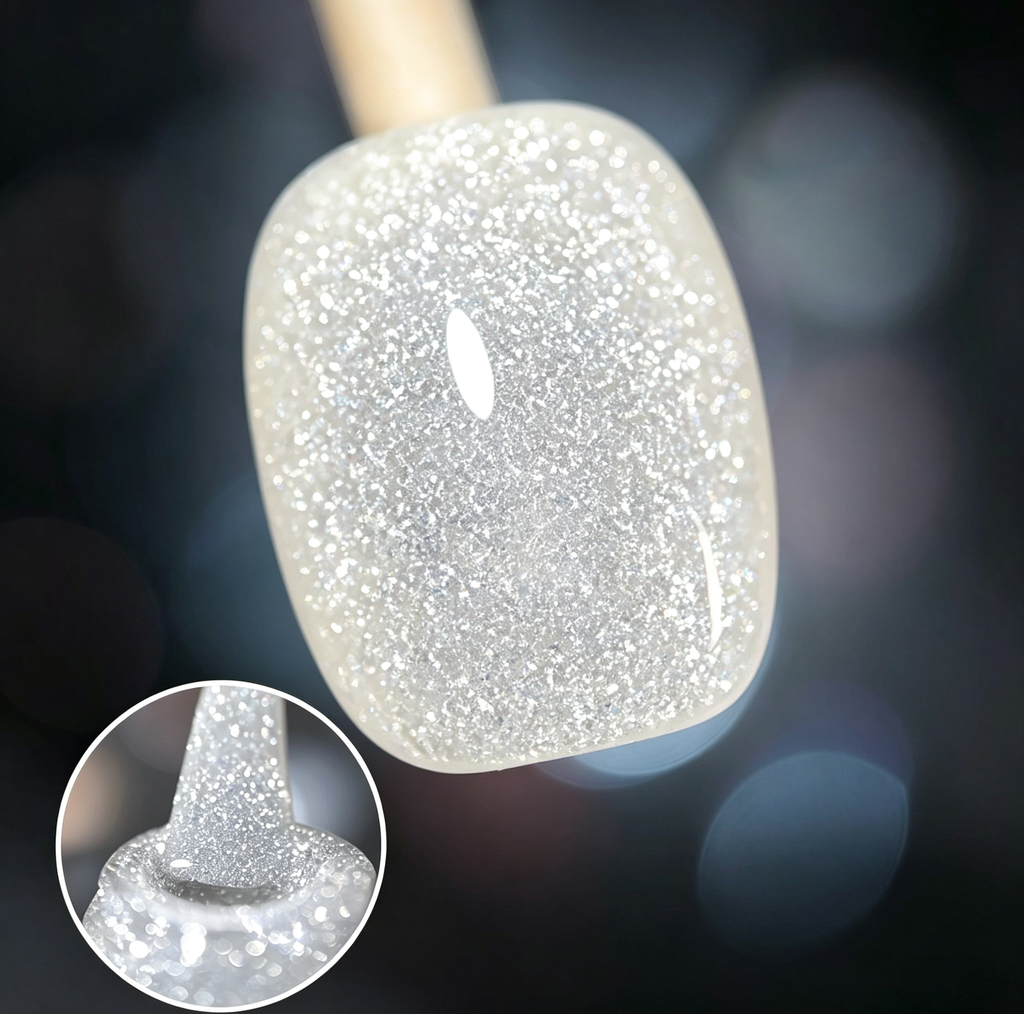 AMO NAIL STUDIO Crushed Diamond Glitter Gel Nail Polish- White Color