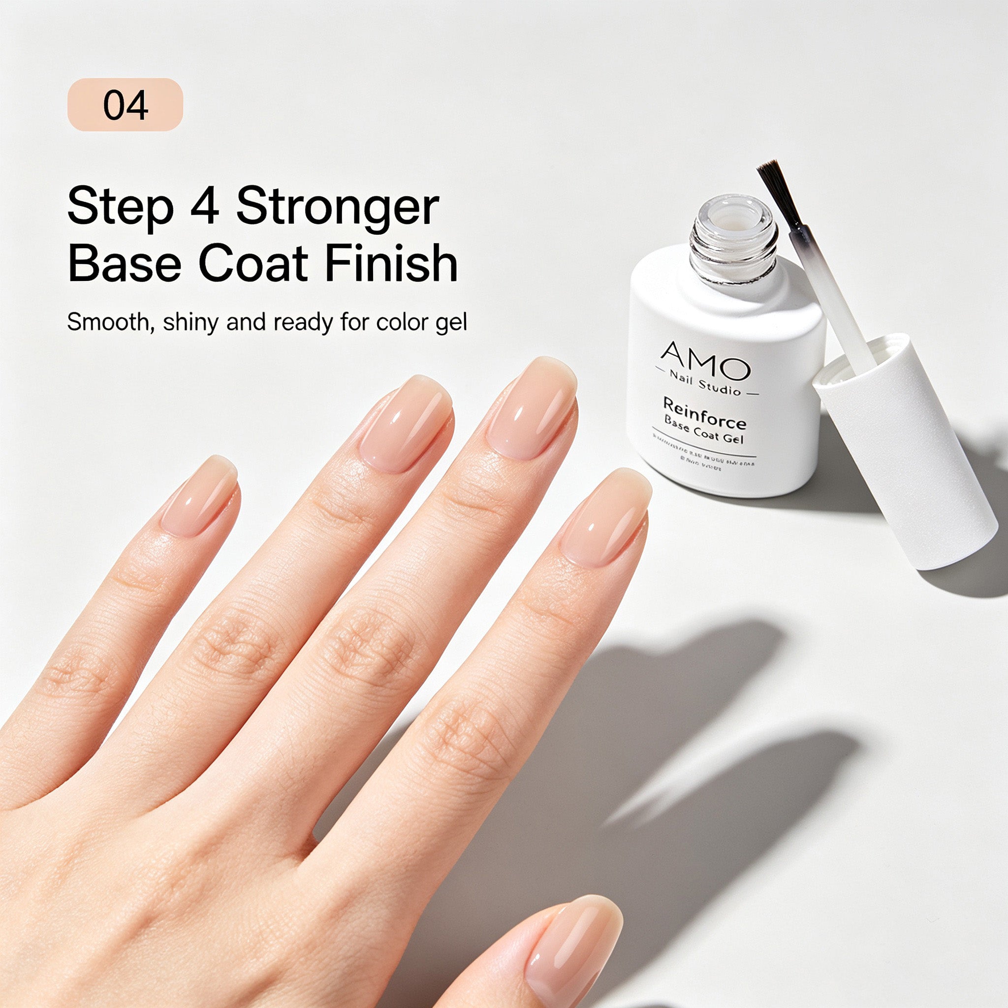 AMO Nail Base Coat Gel | Strong Adhesion Soak Off UV LED Nail Primer for Salon & DIY Manicure 15ml