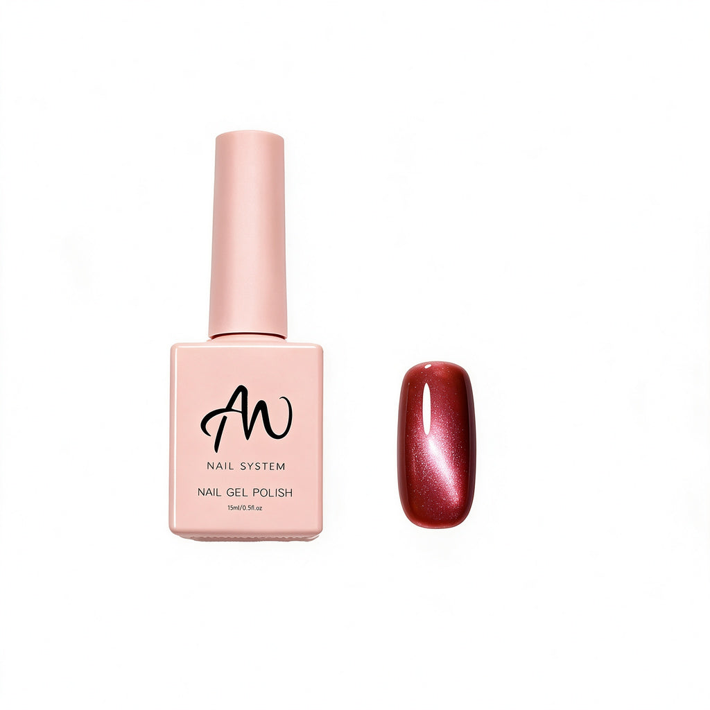 AMO Cat Eye Magnetic UV Gel Polish | Grape Red Color Shimmer Glossy Nail Art Gel for Salon & Home Use