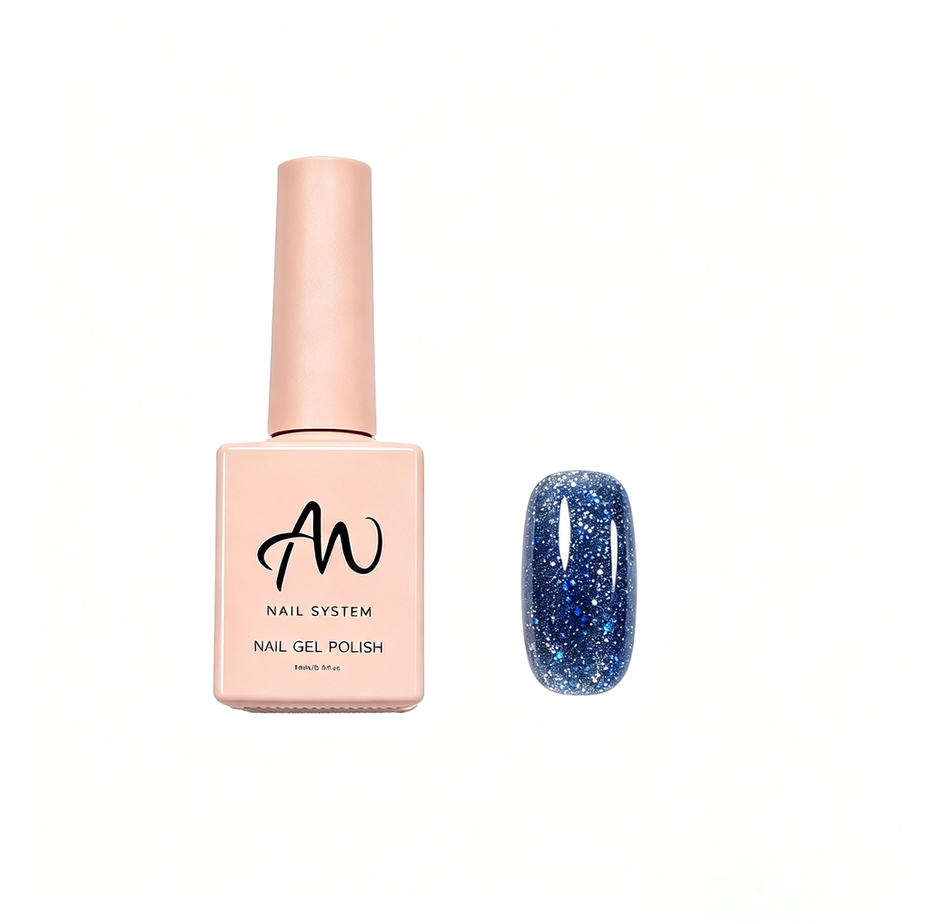 AMO NAIL STUDIO Crushed Diamond Glitter Gel Nail Polish- Blue Color