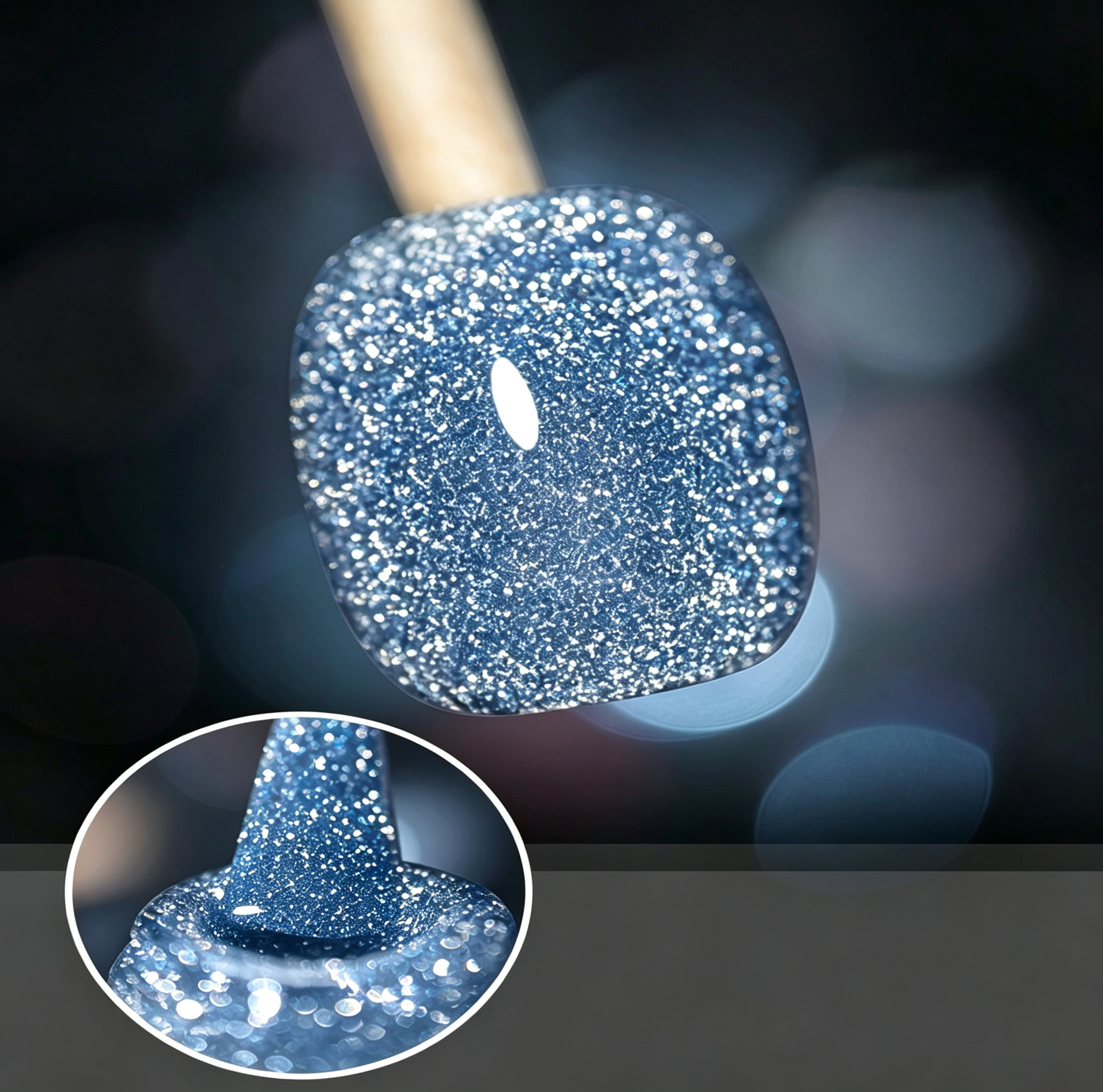 AMO NAIL STUDIO Crushed Diamond Glitter Gel Nail Polish- Blue Color