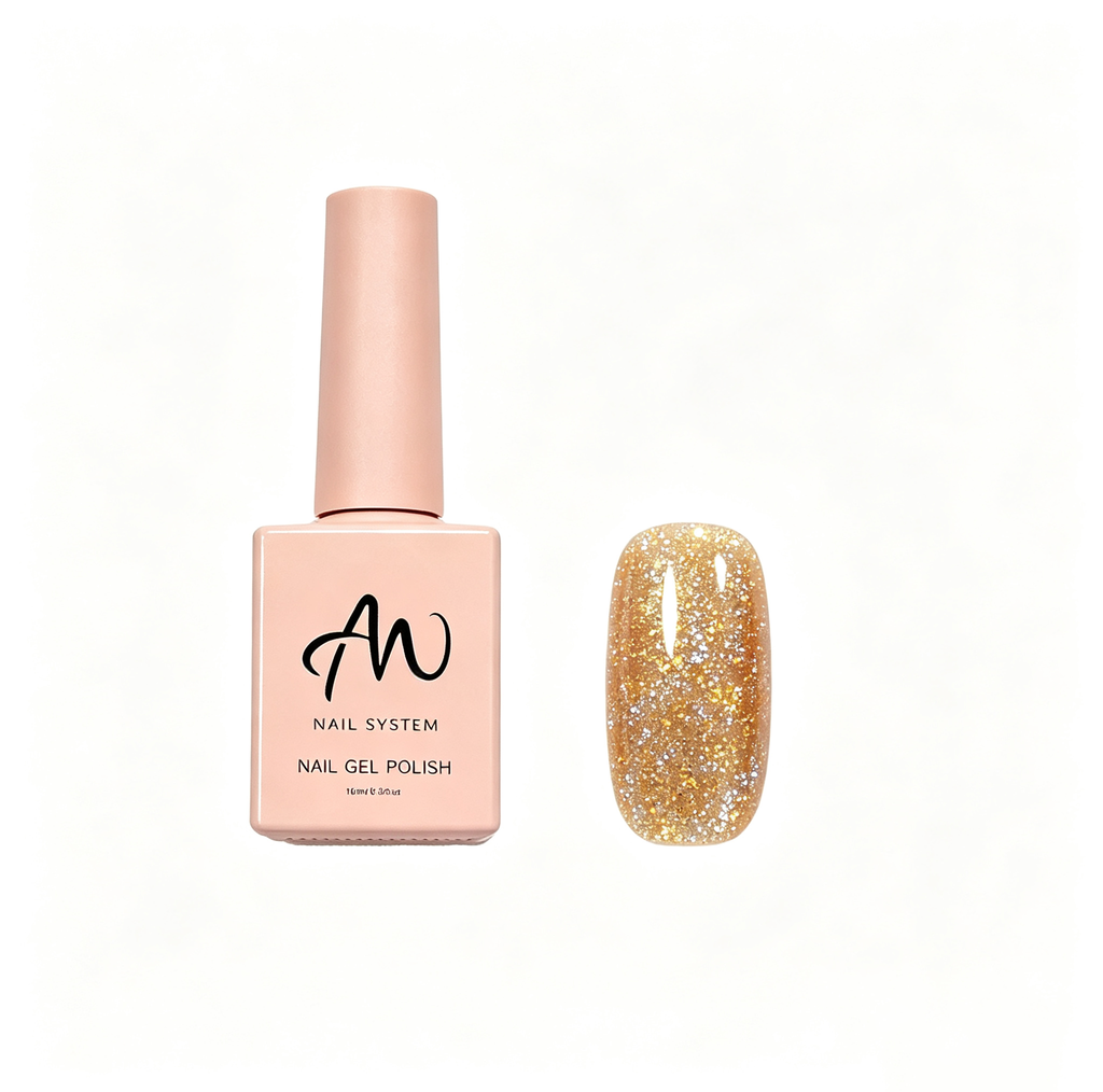 AMO NAIL STUDIO Crushed Diamond Glitter Gel Nail Polish- Gold Color