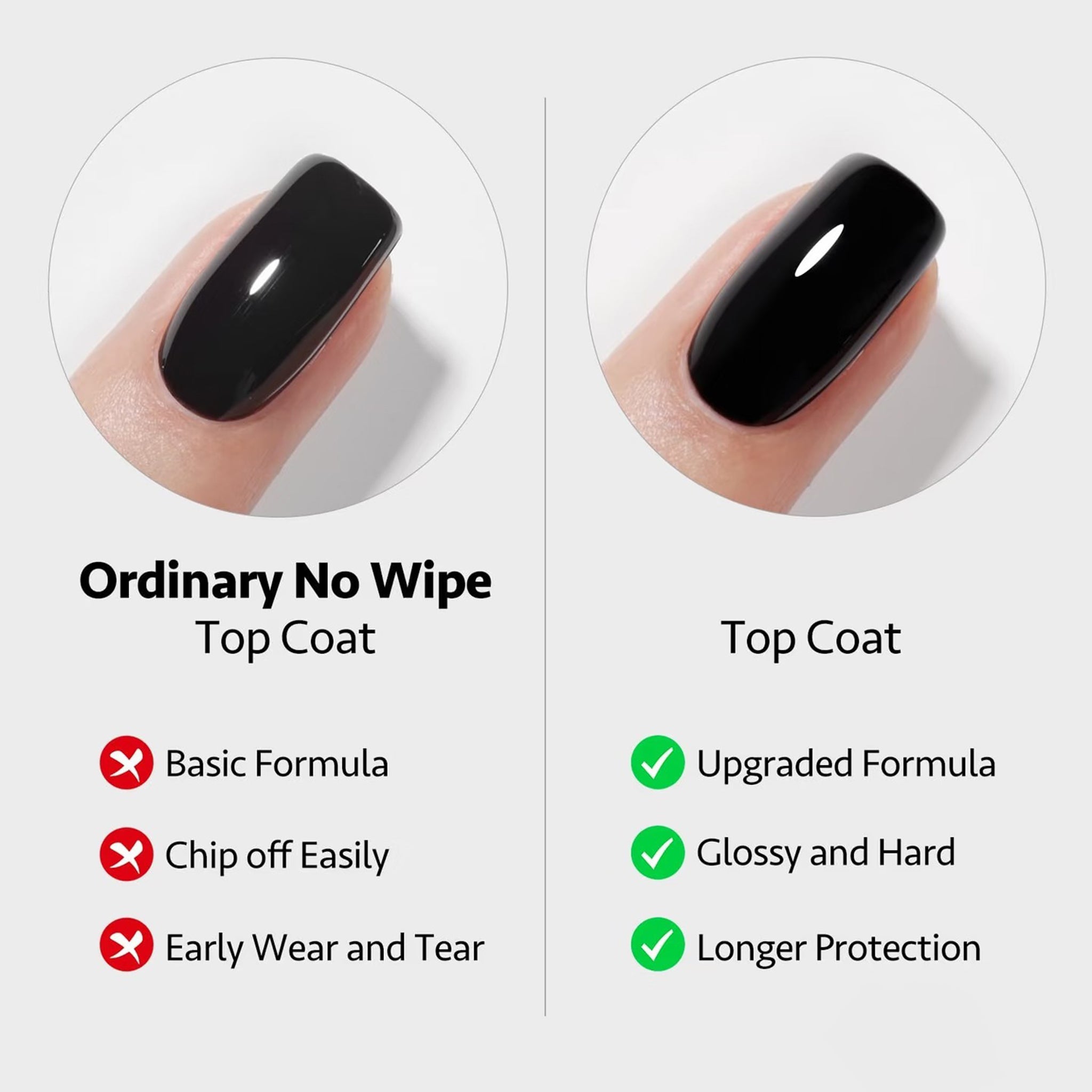 AMO Nail No Wipe Gel Top Coat, Super Gloss Crystal Shine, Non Yellowing Chip Resistant Soak Off UV LED Gel Finish for Salon & Home DIY Manicure 15ml