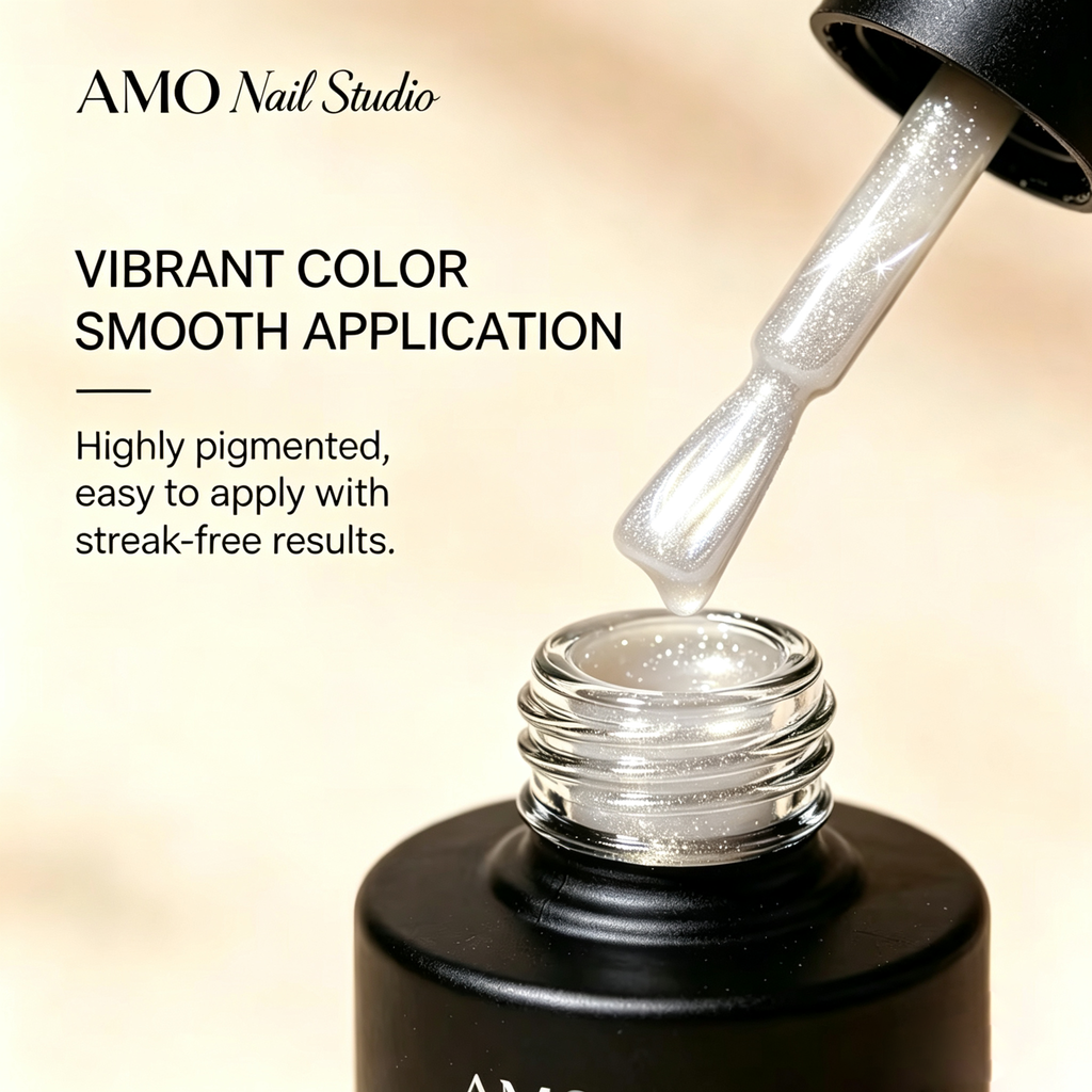 AMO Cat Eye Magnetic UV Gel Polish | White Color Shimmer Glossy Nail Art Gel for Salon & Home Use