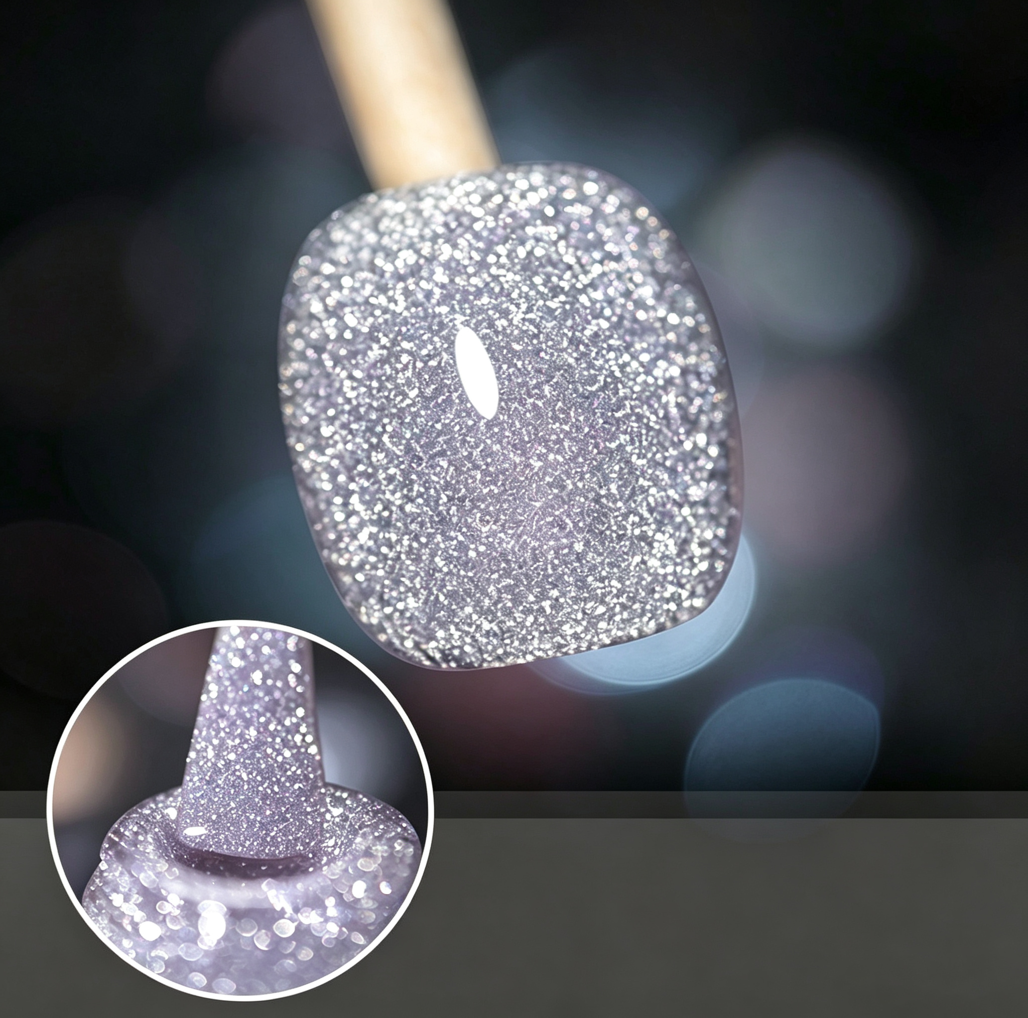 AMO NAIL STUDIO Crushed Diamond Glitter Gel Nail Polish- Purple