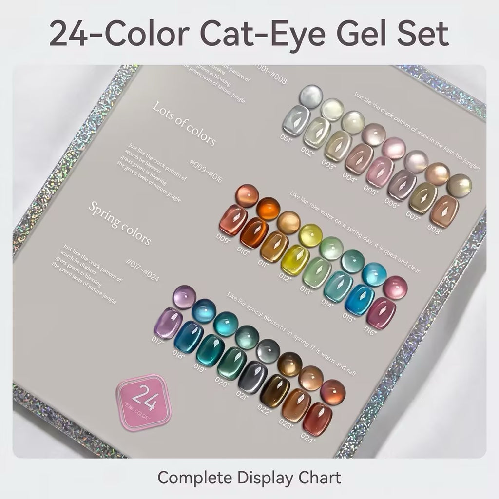 24 Colors Cat Eye Gel Nail Polish Set | Low MOQ Custom Private Label