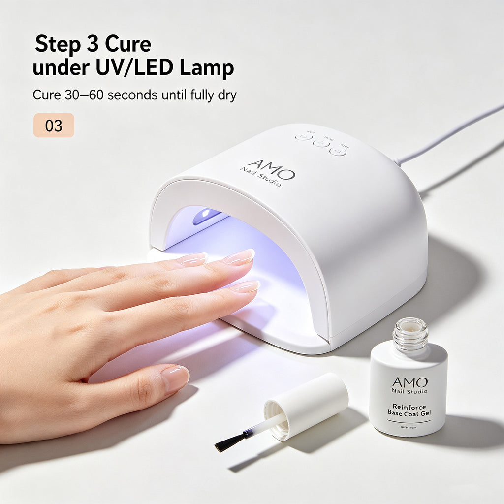 AMO Nail Base Coat Gel | Strong Adhesion Soak Off UV LED Nail Primer for Salon & DIY Manicure 15ml